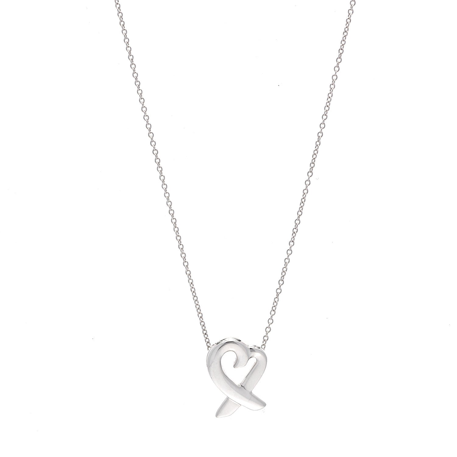 Tiffany Sterling Silver Small Paloma Picasso Loving Heart Pendant Necklace 1 of 5