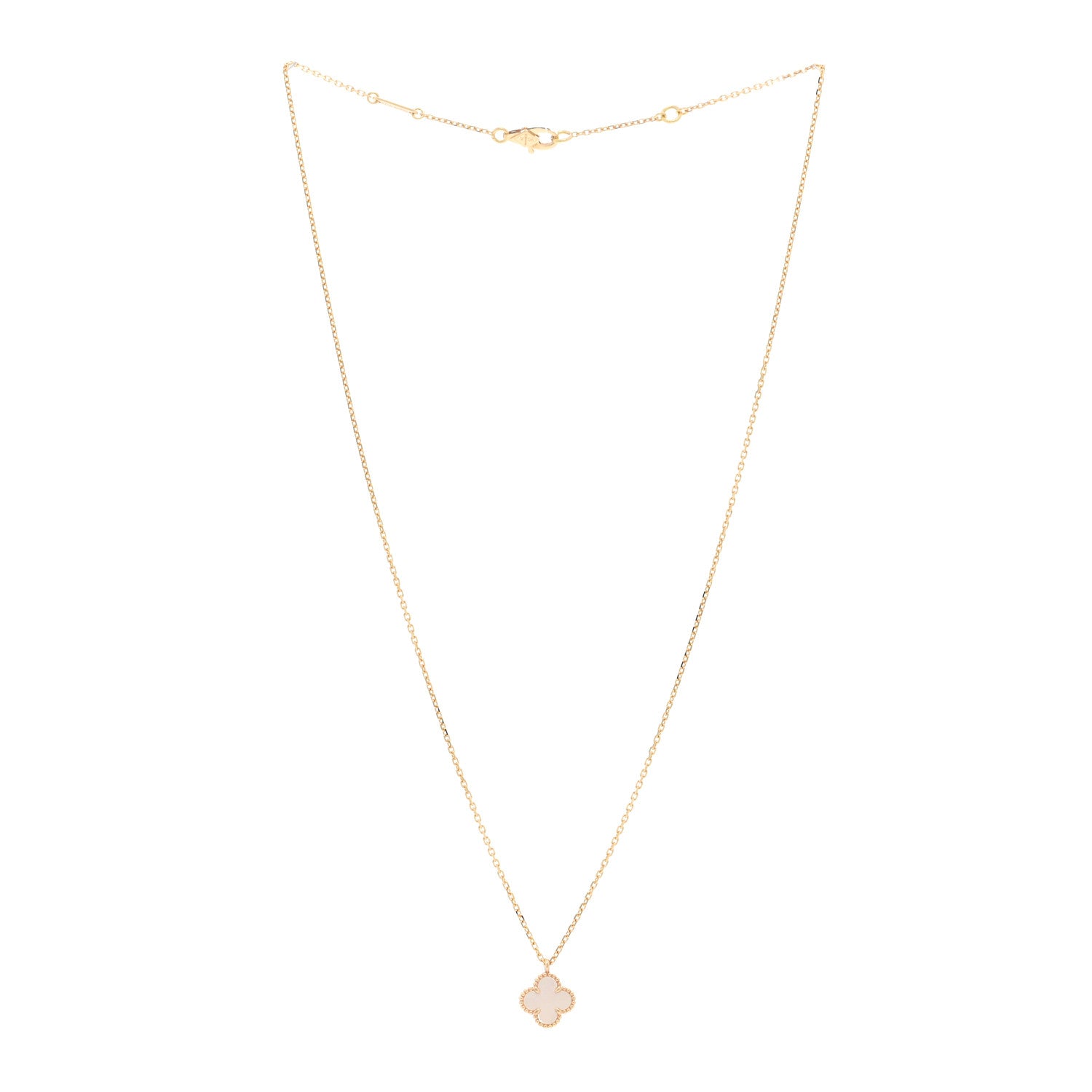 Van Cleef & Arpels 18K Yellow Gold Mother of Pearl Sweet Alhambra Pendant Necklace 3 of 5