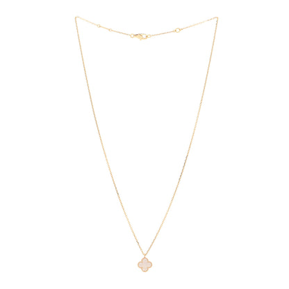 Van Cleef & Arpels 18K Yellow Gold Mother of Pearl Sweet Alhambra Pendant Necklace 3 of 5