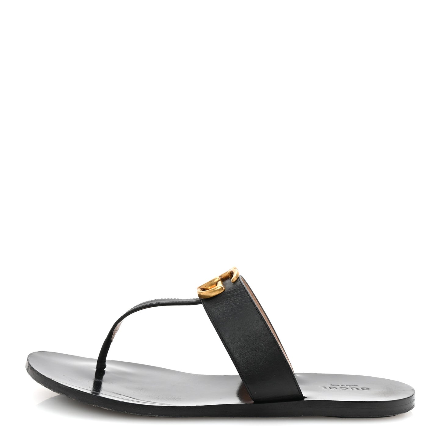 Calfskin GG Marmont Thong Sandals 39 Black