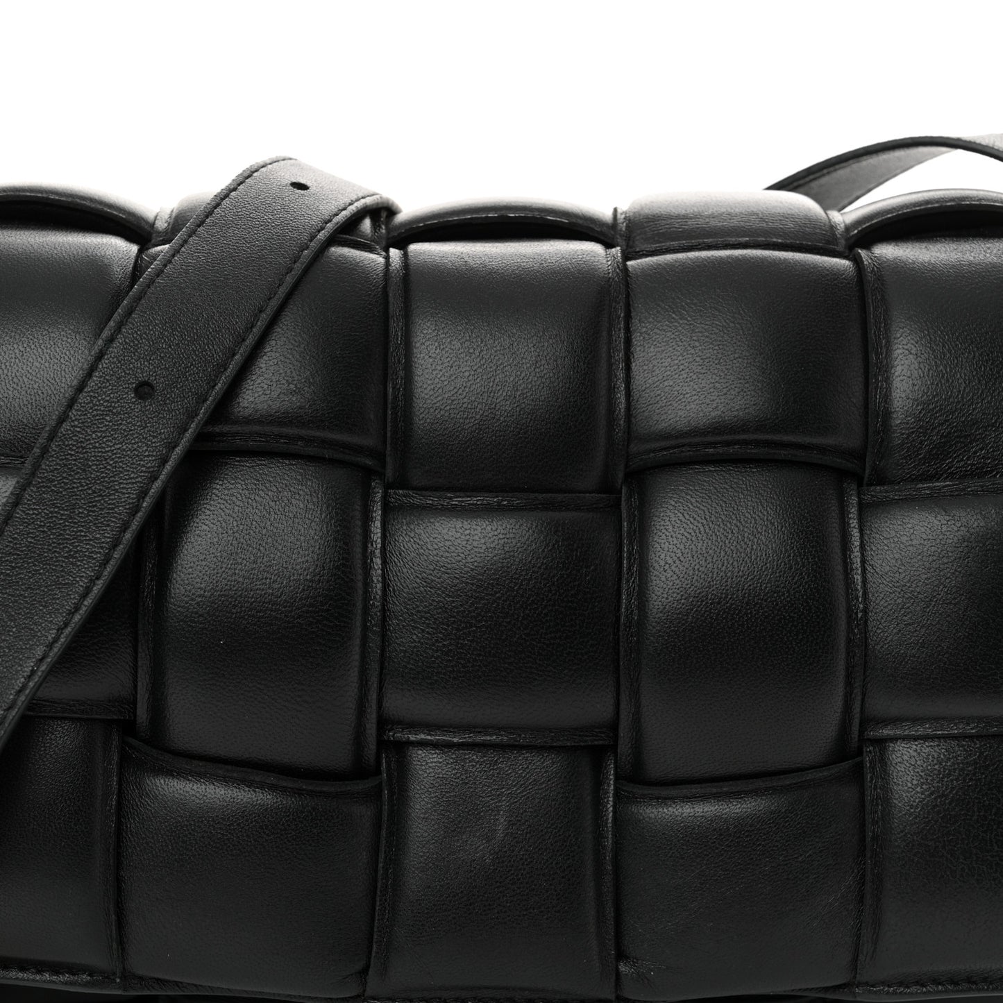 Nappa Maxi Intreccio Padded Cassette Crossbody Bag Black