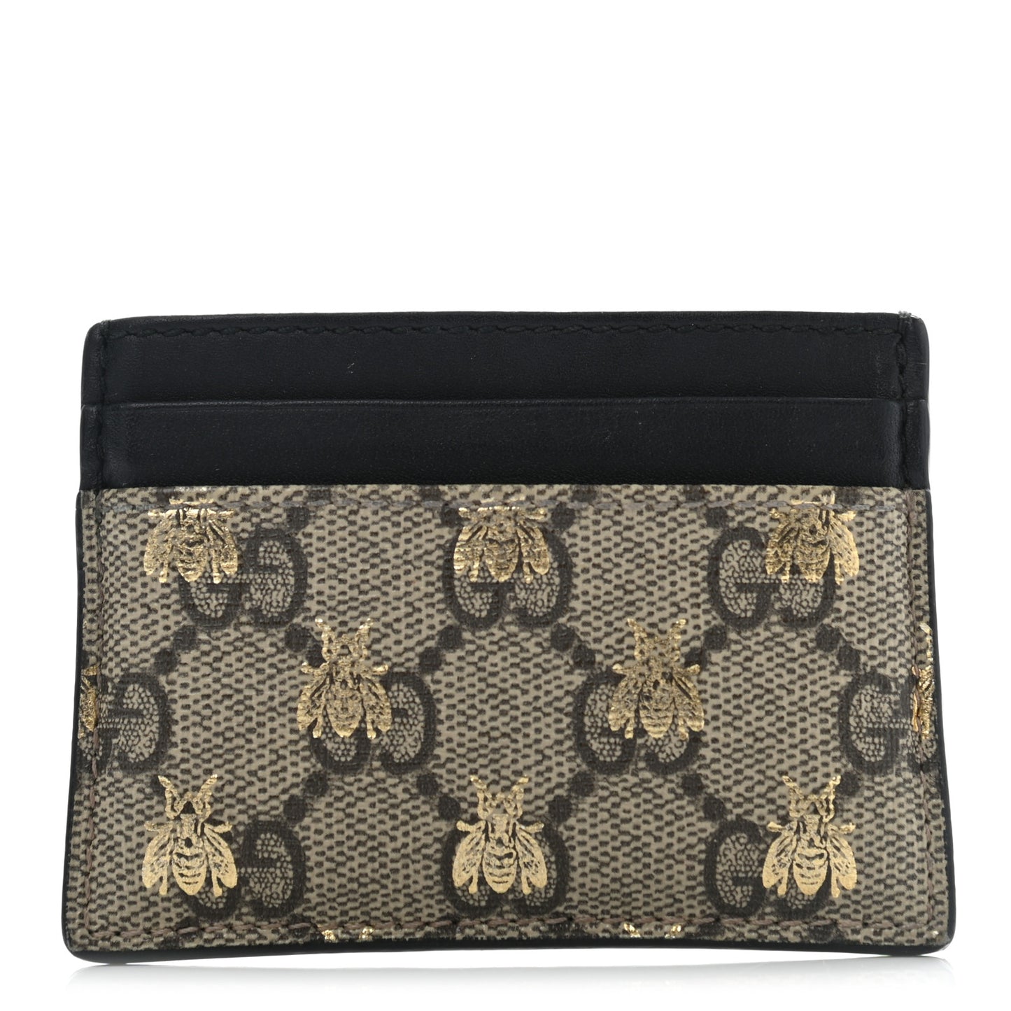 GG Supreme Monogram Bees Card Holder Black