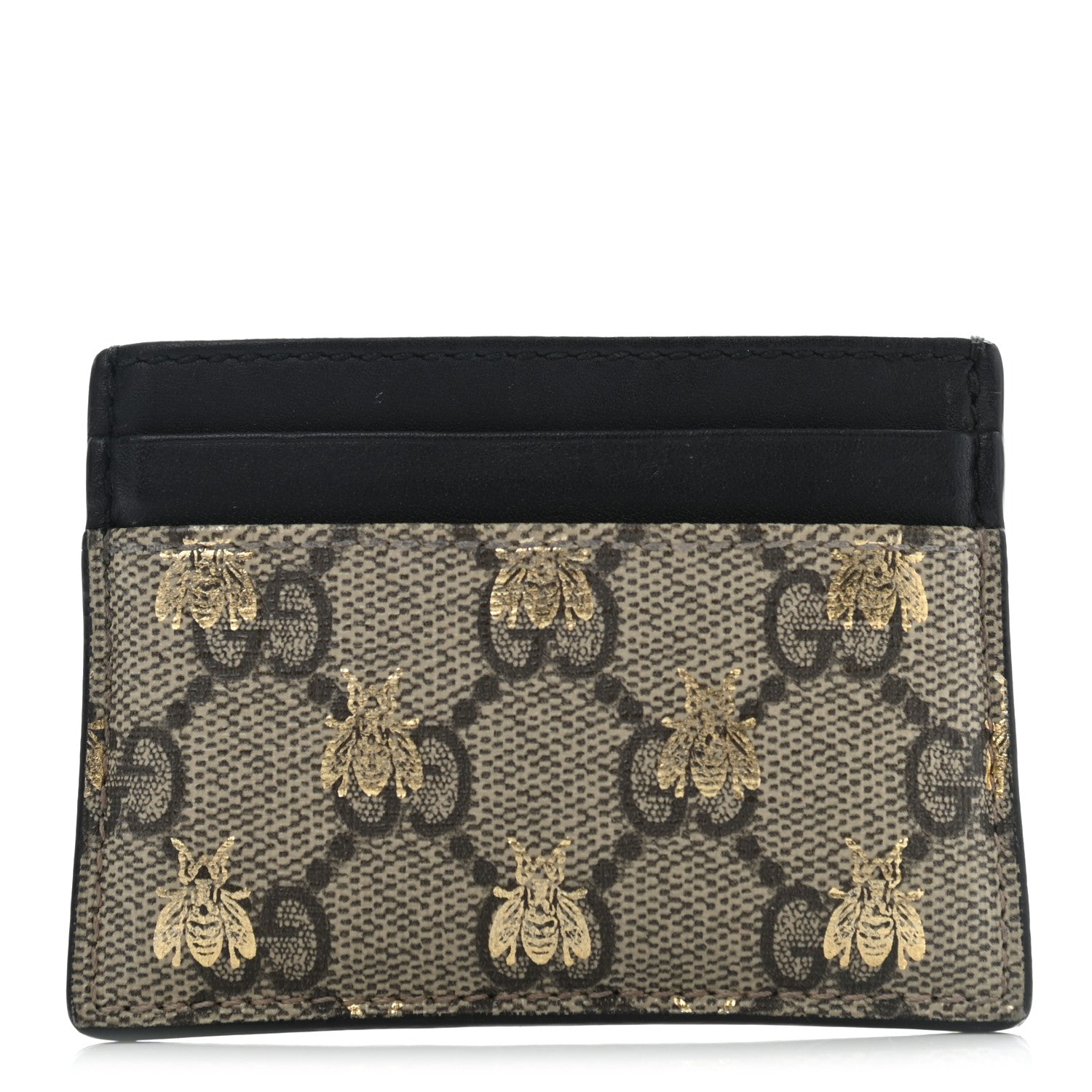 Gucci GG Supreme Monogram Bees Card Holder Black 1 of 7