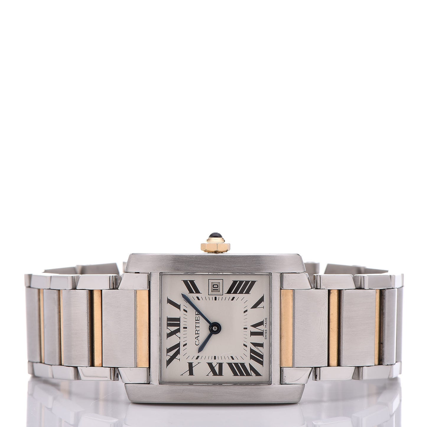 Stainless Steel 18K Yellow Gold 25mm Tank Francaise Quartz Watch