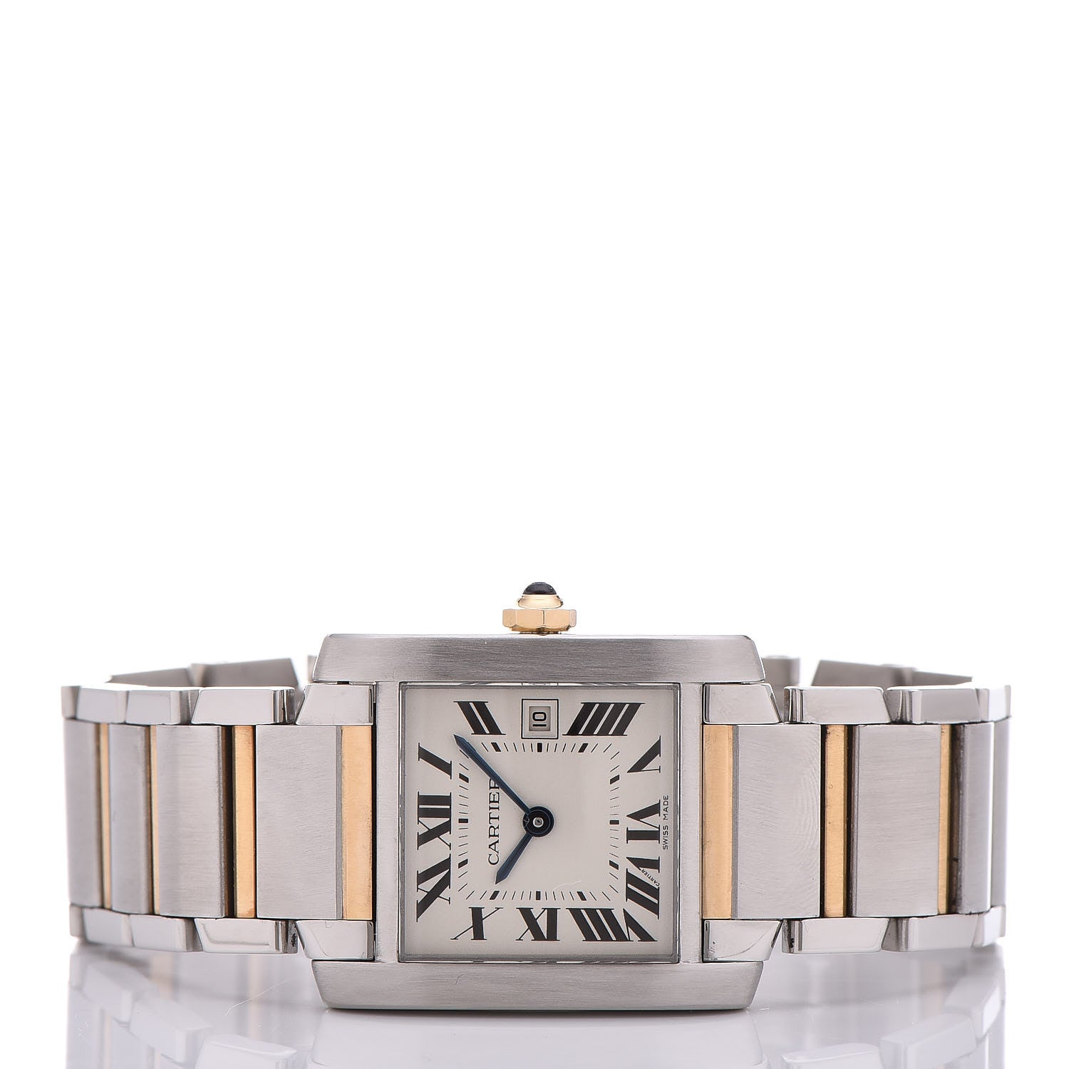 Cartier Stainless Steel 18K Yellow Gold 25mm Tank Francaise Quartz Watch 3 of 9