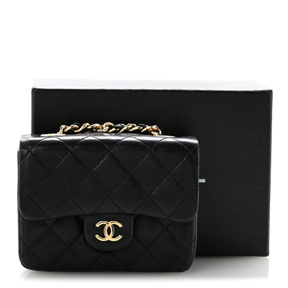 Chanel Lambskin Quilted Micro Flap Bag Charm Keychain Black 10 of 10