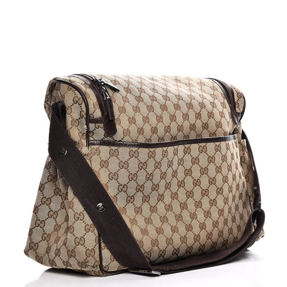 Gucci Monogram Natural Pigskin Large Diaper Bag Beige Ebony Cocoa Dark Chocolate 3 of 18