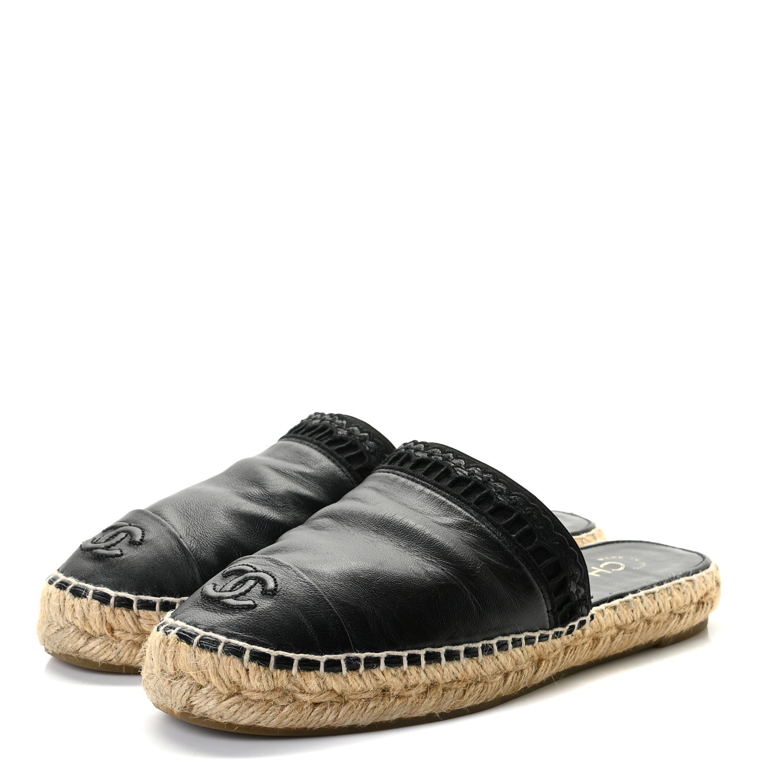 Chanel Lambskin CC Espadrille Mules 36 Black 3 of 8
