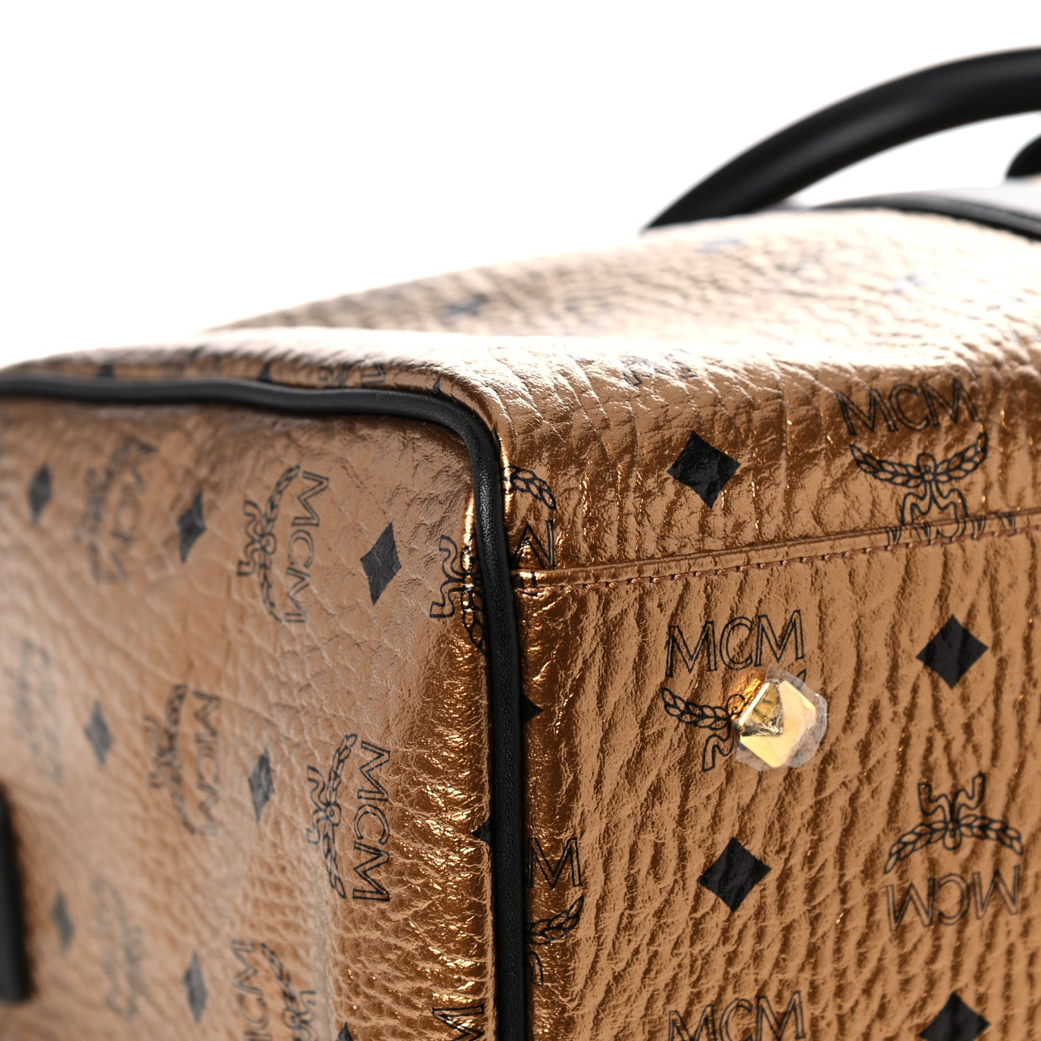 MCM Metallic Visetos Traveler Weekender Duffle Bag Gold 9 of 15