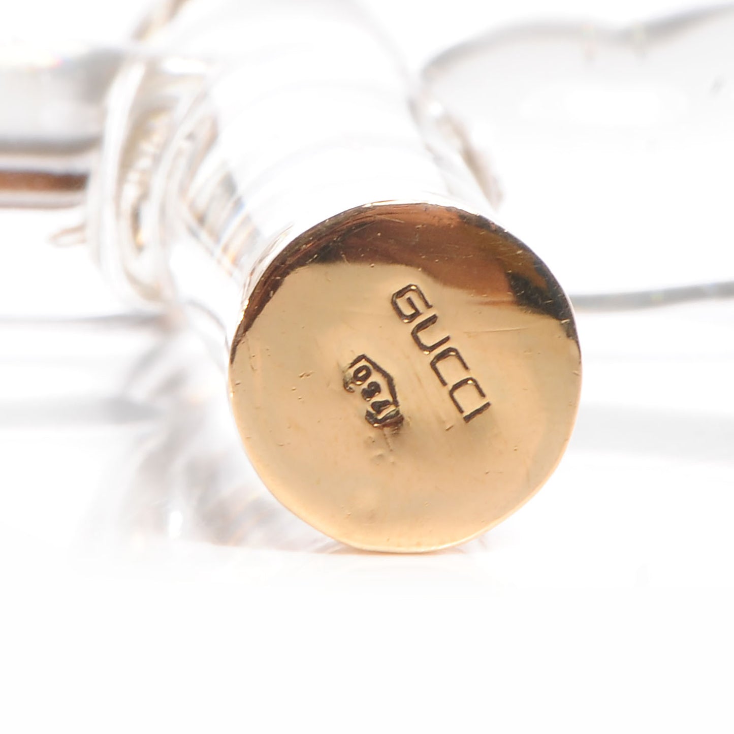 GUCCI 18K Yellow Gold Glass Cross Necklace