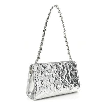 Chanel Metallic Patent Calfskin Lucky Symbols Pochette Silver 3 of 19