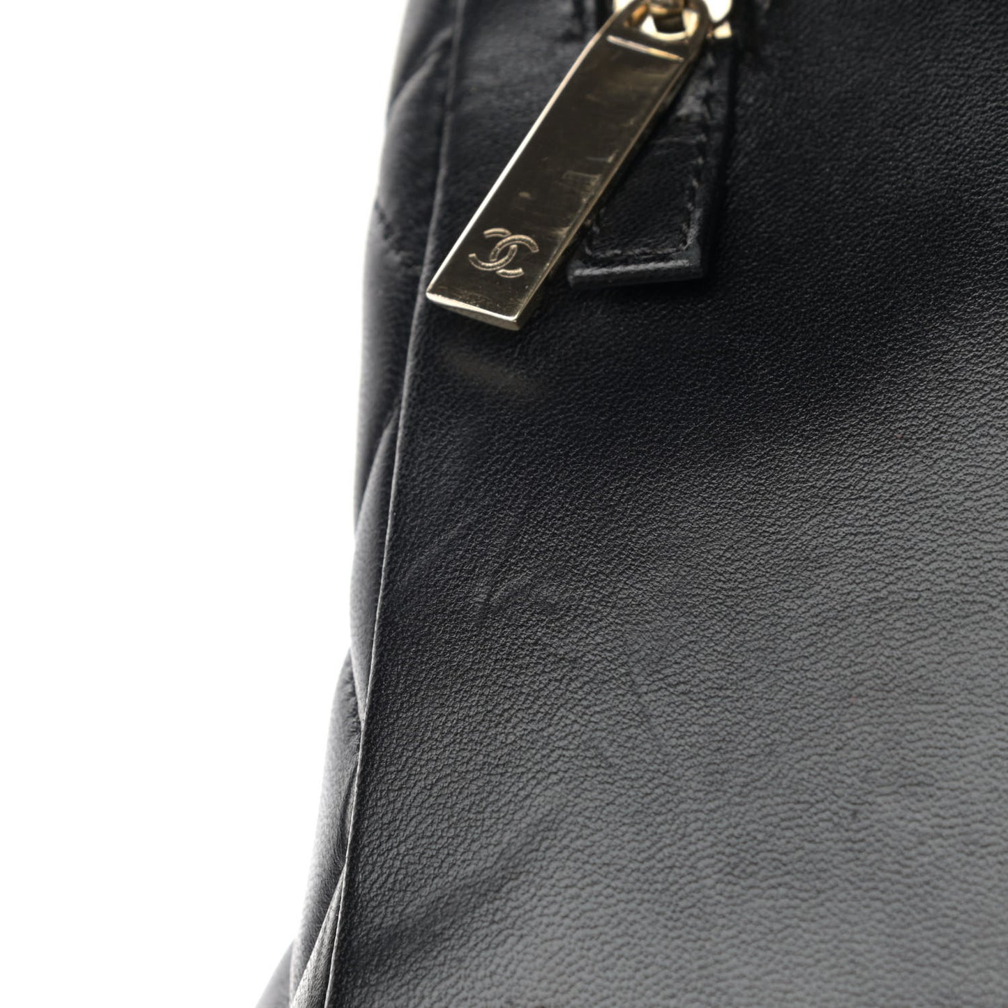 Lambskin Quilted Large Trendy CC Bowling Bag Black