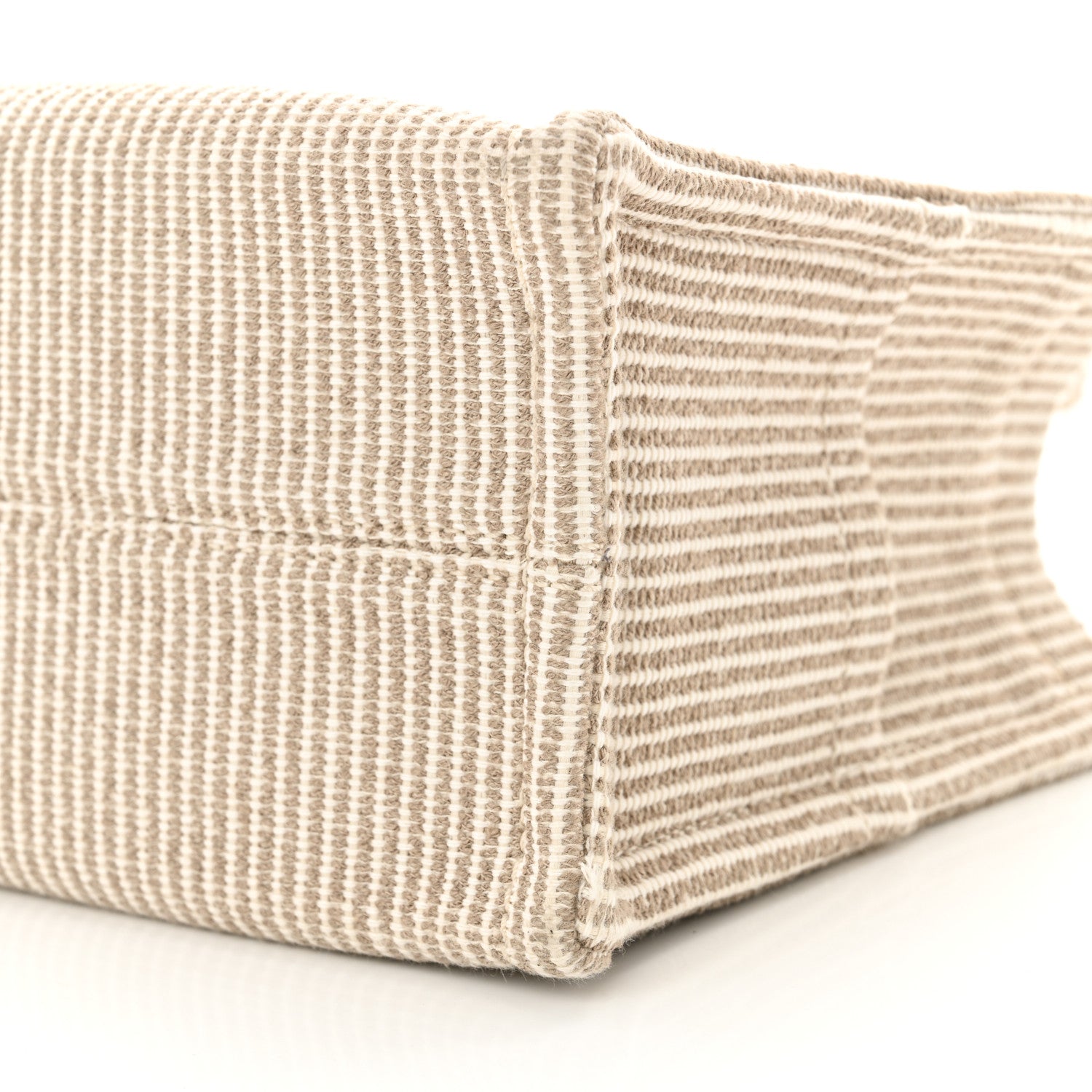 Celine Canvas Calfskin Striped Triomphe Small Cabas Beige 10 of 12