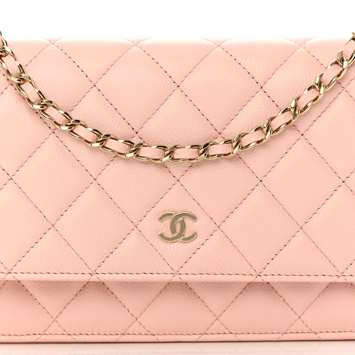 Chanel Caviar Quilted Wallet on Chain WOC Light Pink 9 of 12