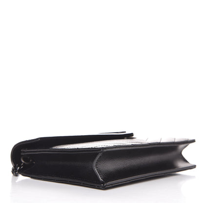Saint Laurent Grain De Poudre Matelasse Chevron Monogram Envelope Chain Wallet Black 4 of 8