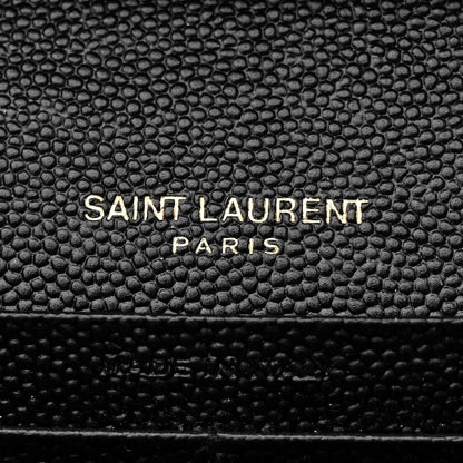 Saint Laurent Grain De Poudre Matelasse Chevron Monogram Chain Wallet Black 7 of 12