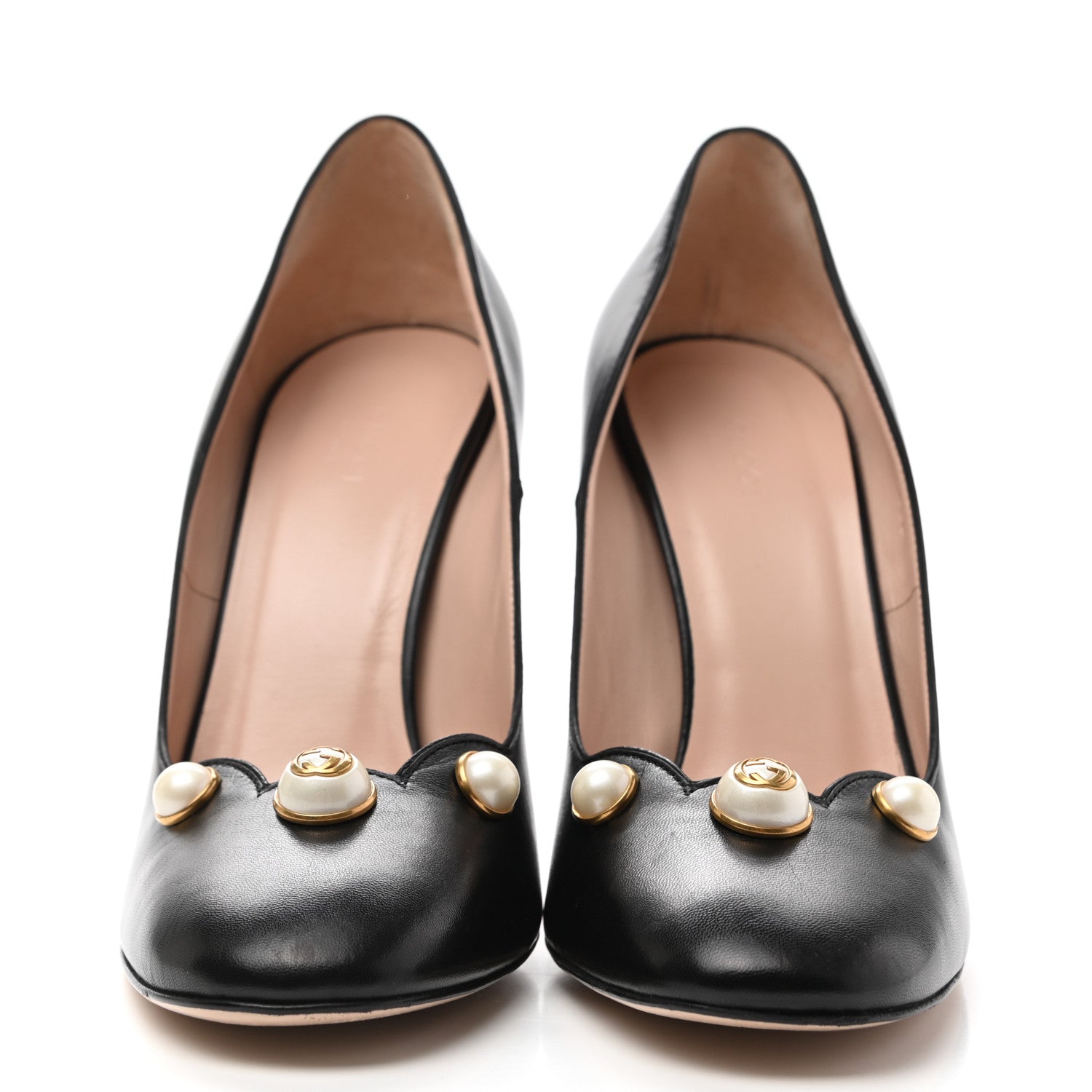 Gucci Calfskin Pearl Embellished Pumps 40 Black 2 of 14
