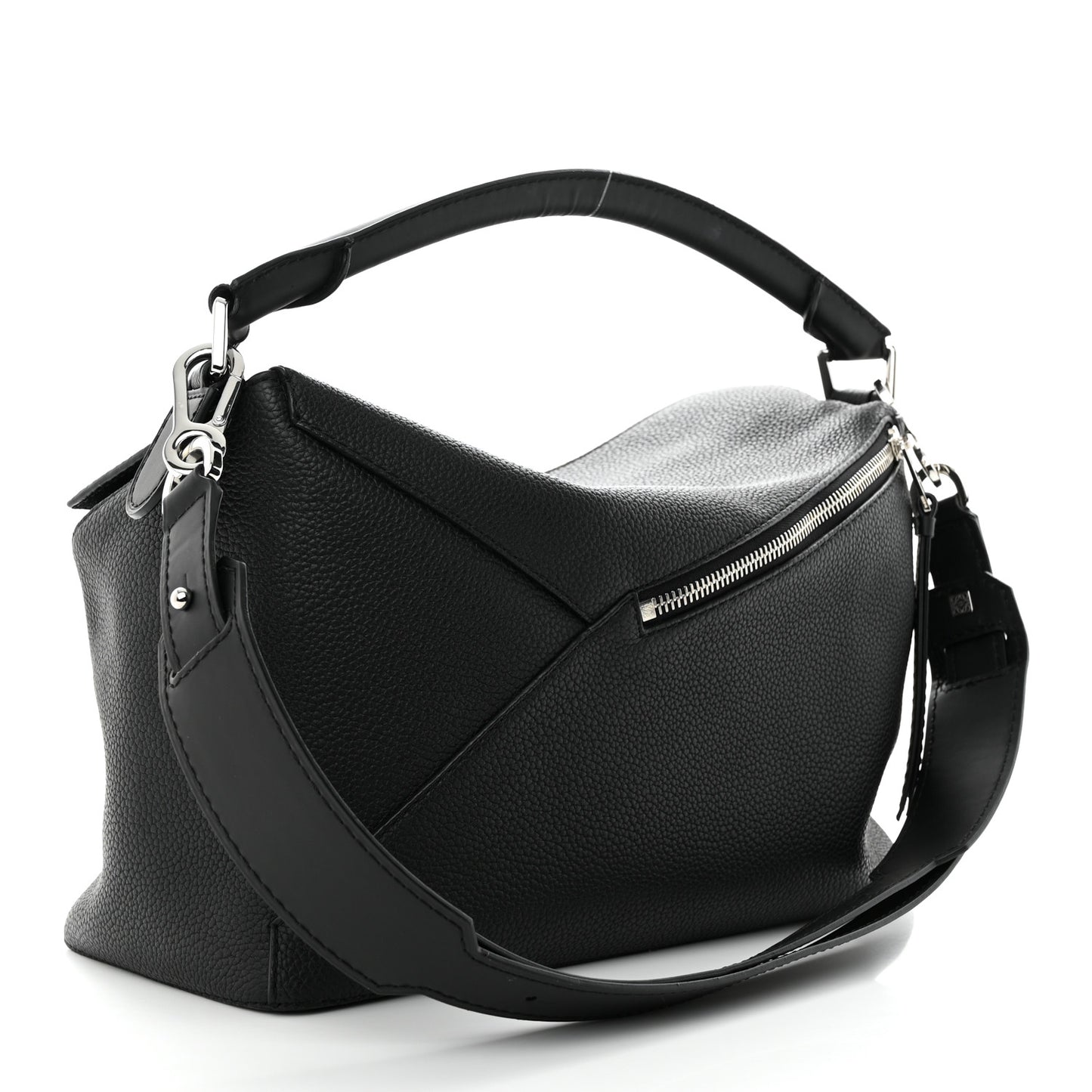 Calfskin Large Puzzle Edge Bag Black