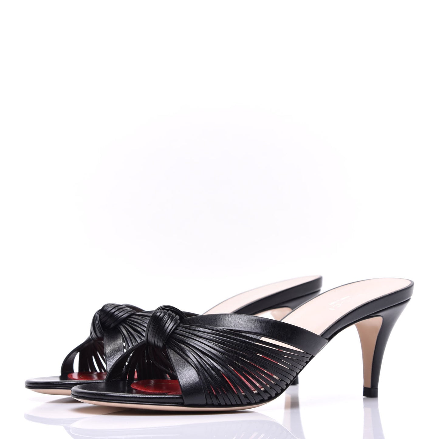 Nappa Crawford Knot Mid Heel Slide Sandals 37 Black