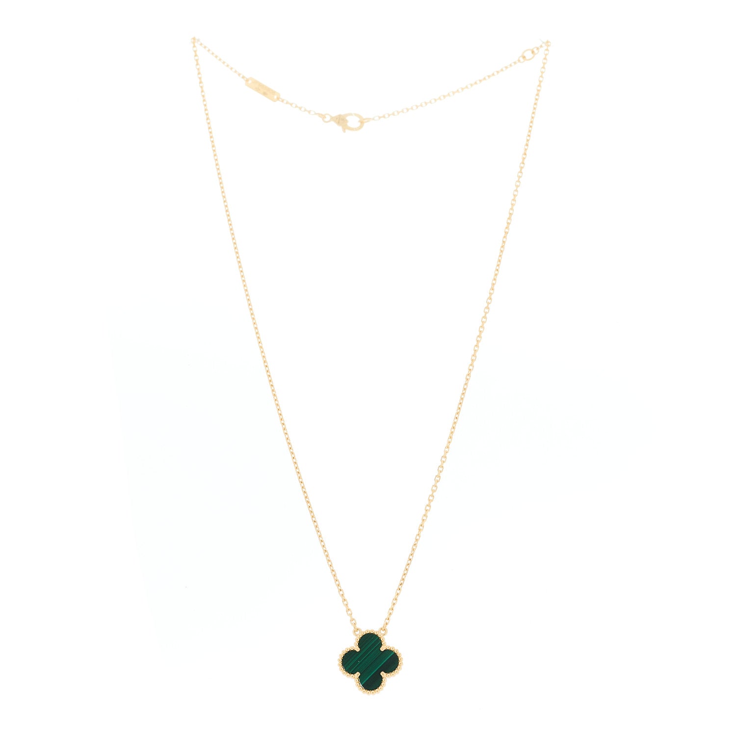Van Cleef & Arpels VAN CLEEF &amp; ARPELS 18K Yellow Gold Malachite Vintage Alhambra Pendant Necklace 3 of 6