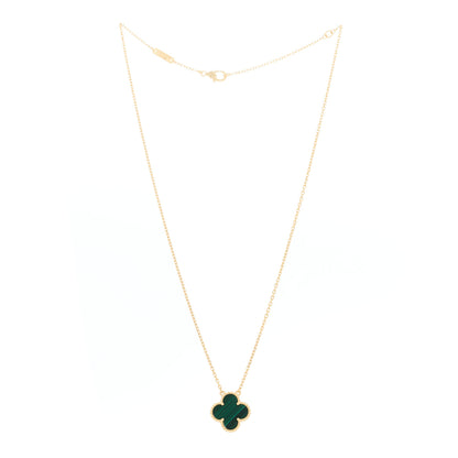 Van Cleef & Arpels VAN CLEEF &amp; ARPELS 18K Yellow Gold Malachite Vintage Alhambra Pendant Necklace 3 of 6