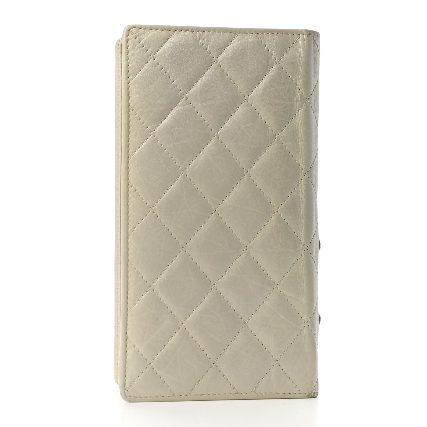 Calfskin Quilted Cambon Yen Wallet White