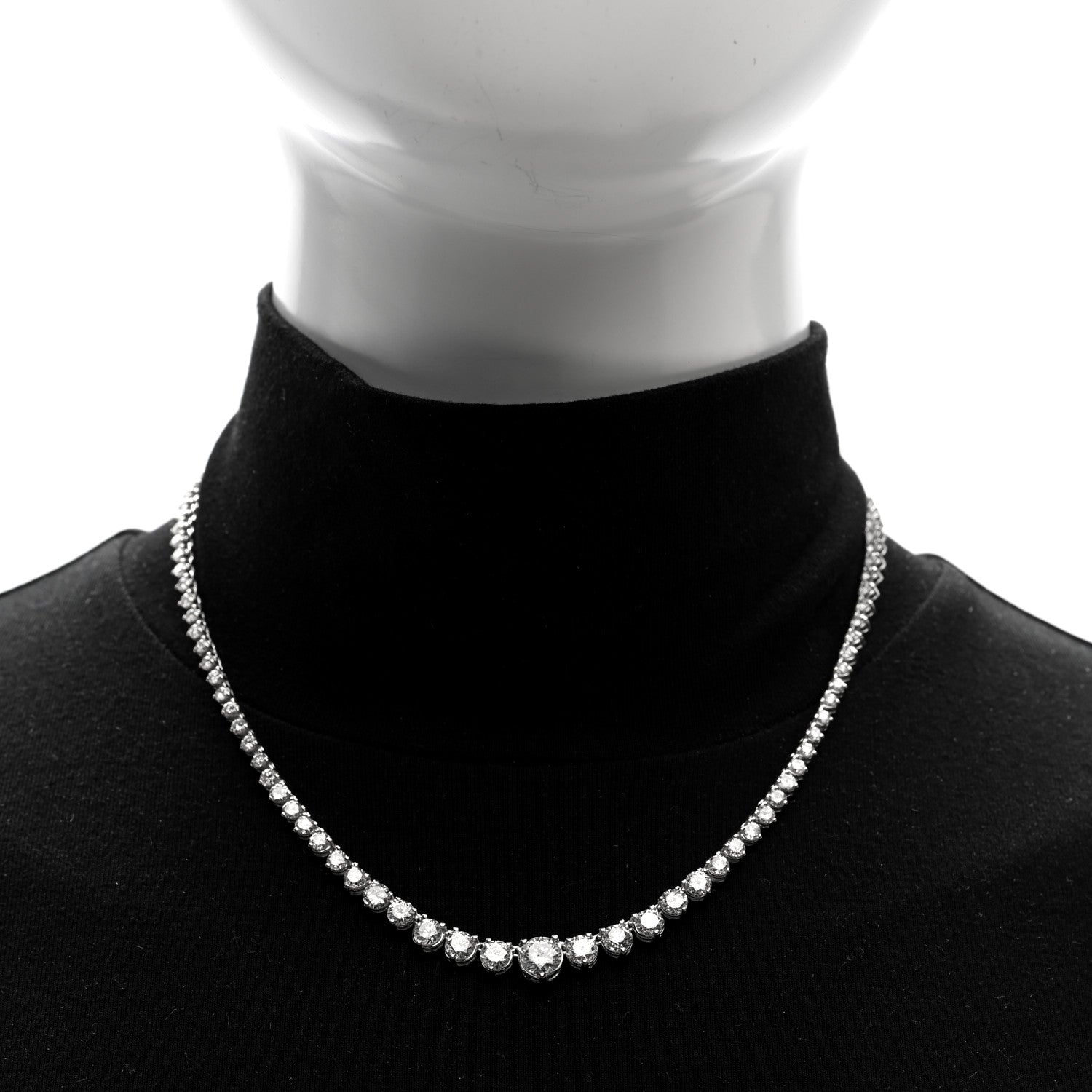 Parker & West by FASHIONPHILE 14K White Gold Diamond 10.77ctw Riviera Necklace 3 of 6