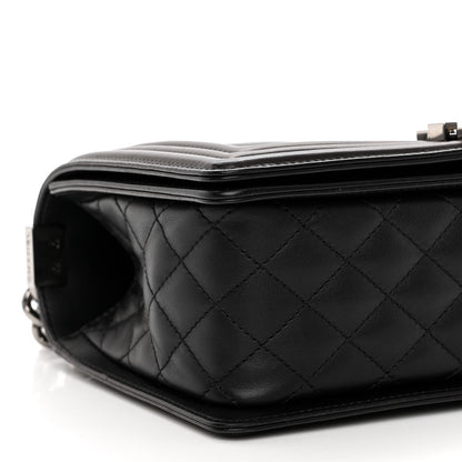 Chanel Calfskin Chevron Quilted Medium Boy Flap Black 9 of 10