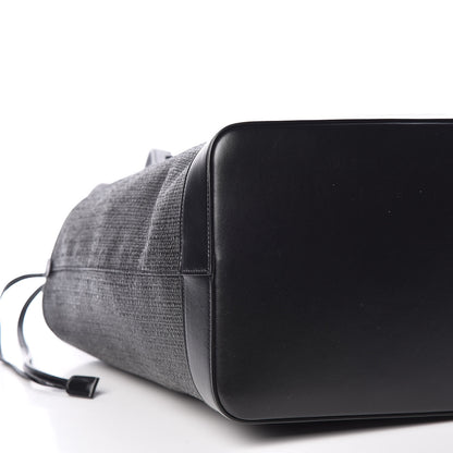 Saint Laurent Linen Canvas Teddy Shopping Bag Black 7 of 13