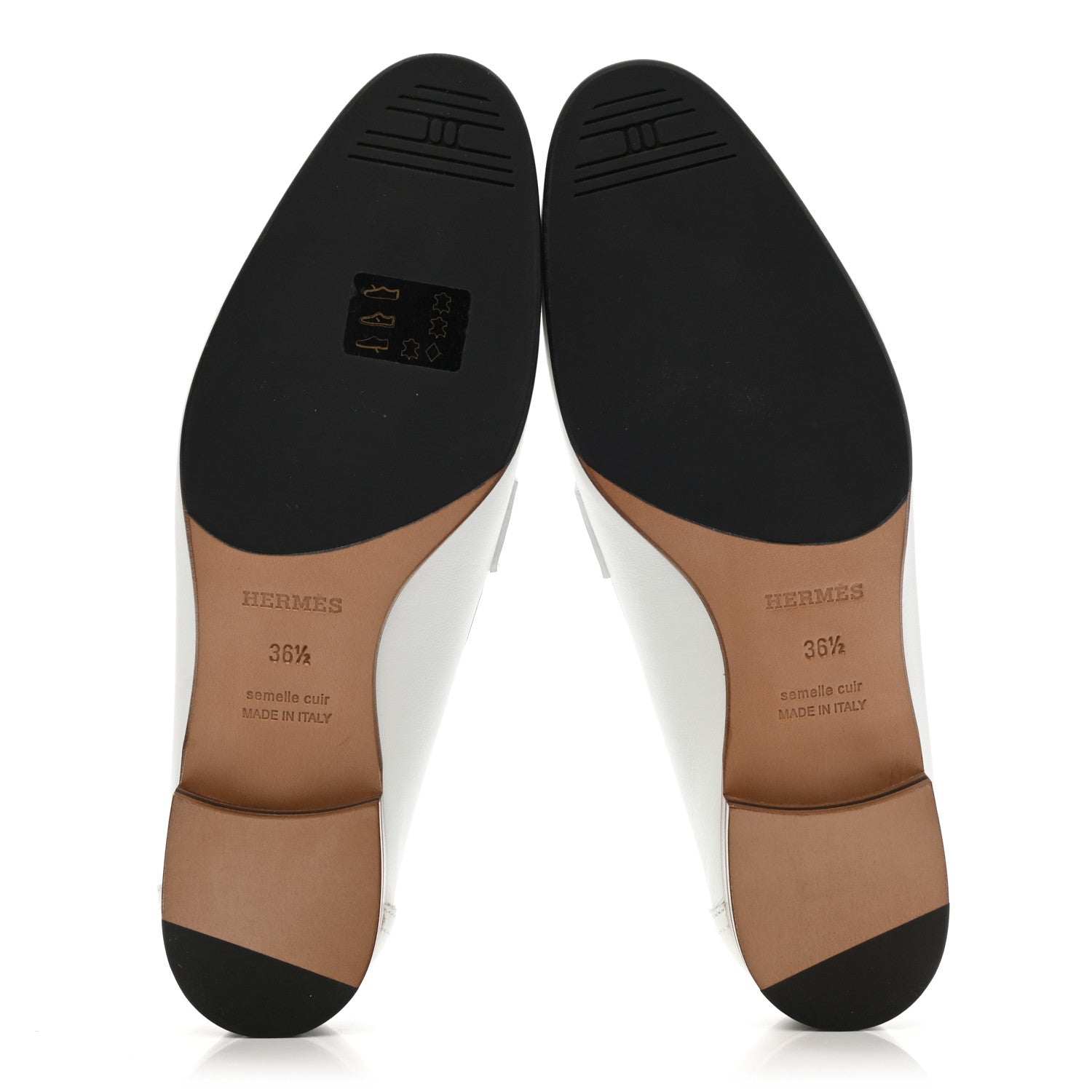 Hermes Calfskin Womens Royal Loafers 36.5 White 5 of 10