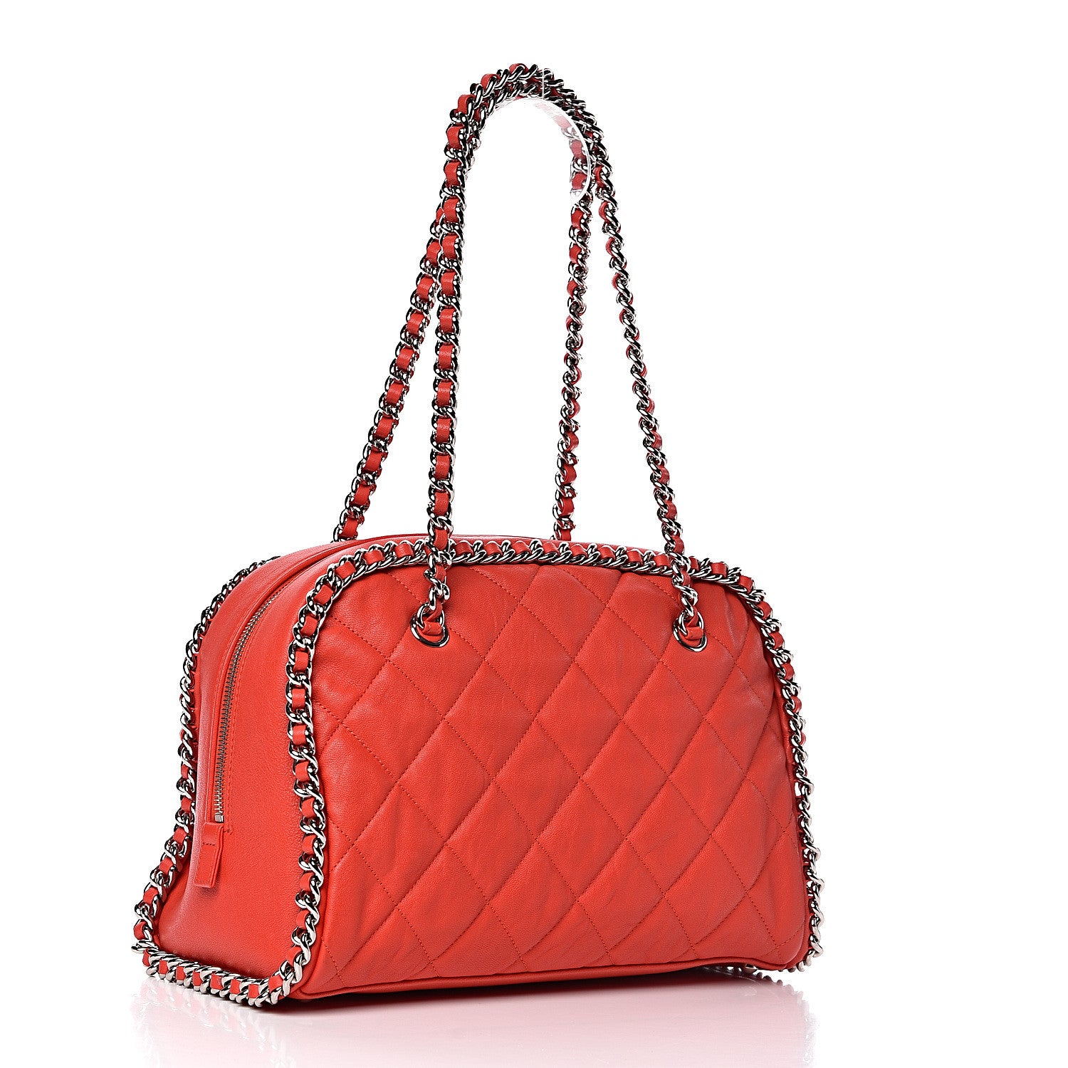 Chanel Washed Lambskin Chain Around Bowler Red 3 of 10