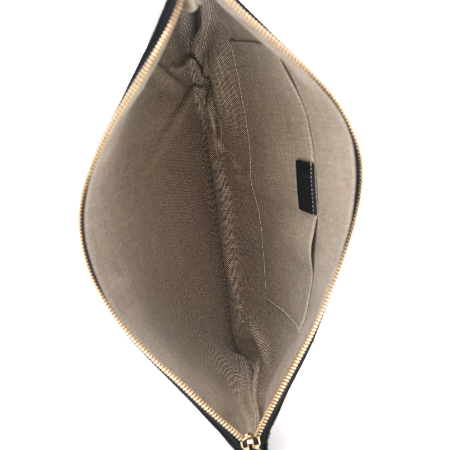 Pebbled Calfskin Large Bamboo Clutch Black
