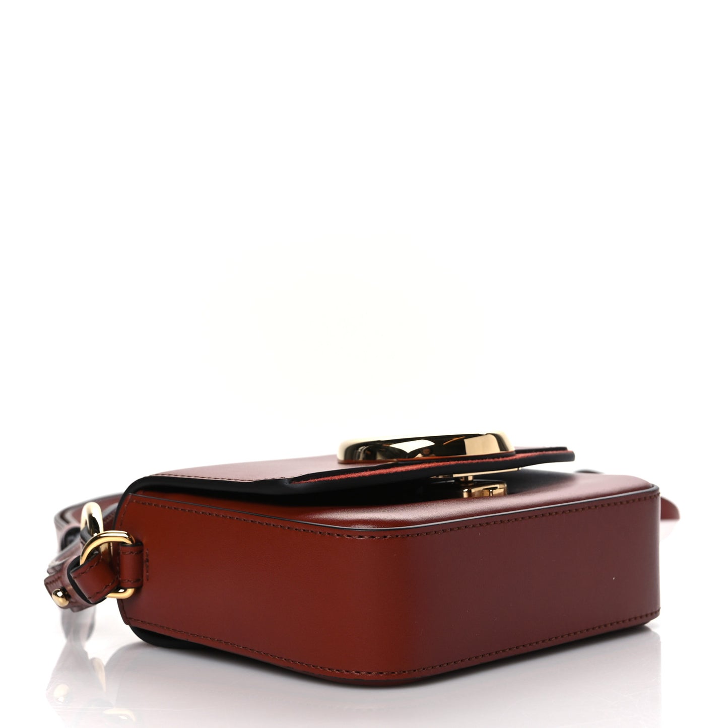 Shiny Calfskin Suede Mini C Bag Sepia Brown