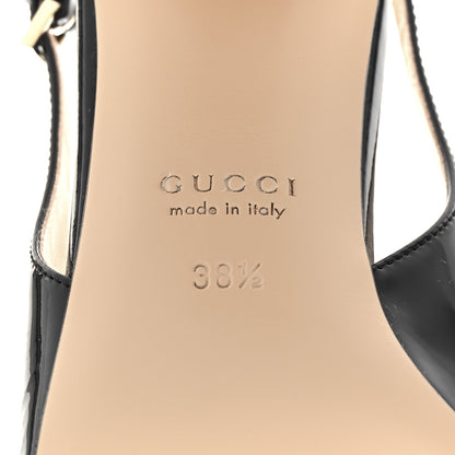 Gucci Vernice Crystal Horsebit Lady Slingback Pumps 38.5 Black 8 of 10