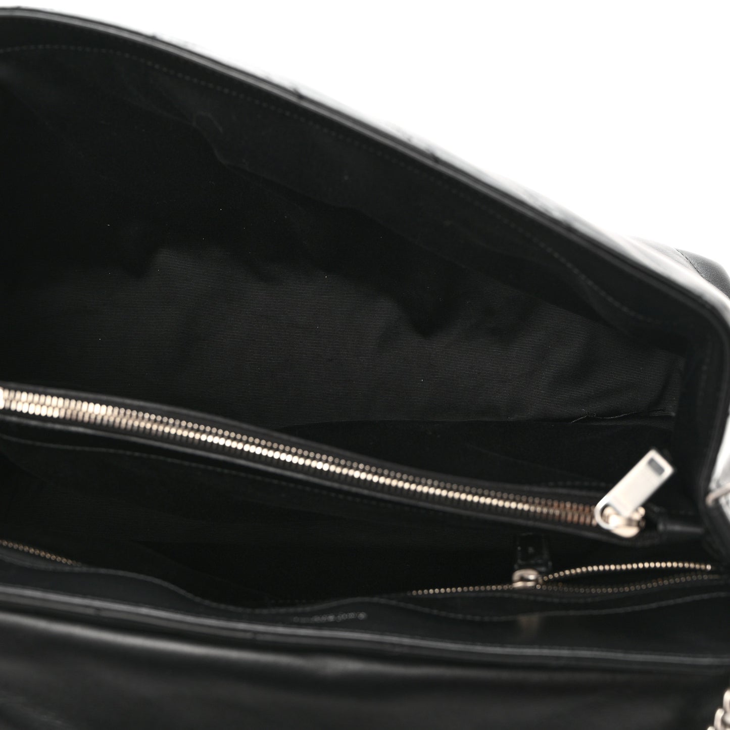 SAINT LAURENT Calfskin Y Quilted Monogram Large Loulou Chain Satchel Black