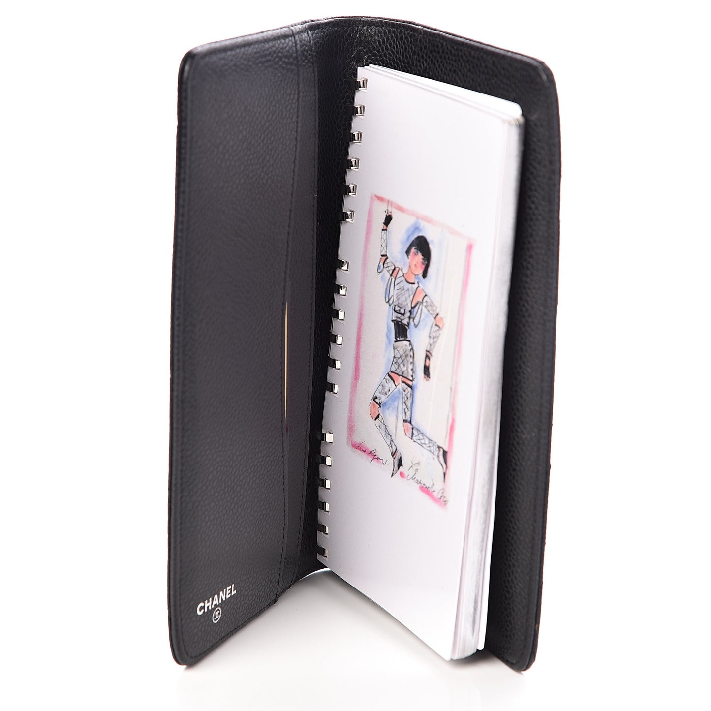 Caviar Quilted Medium Agenda Cover Black