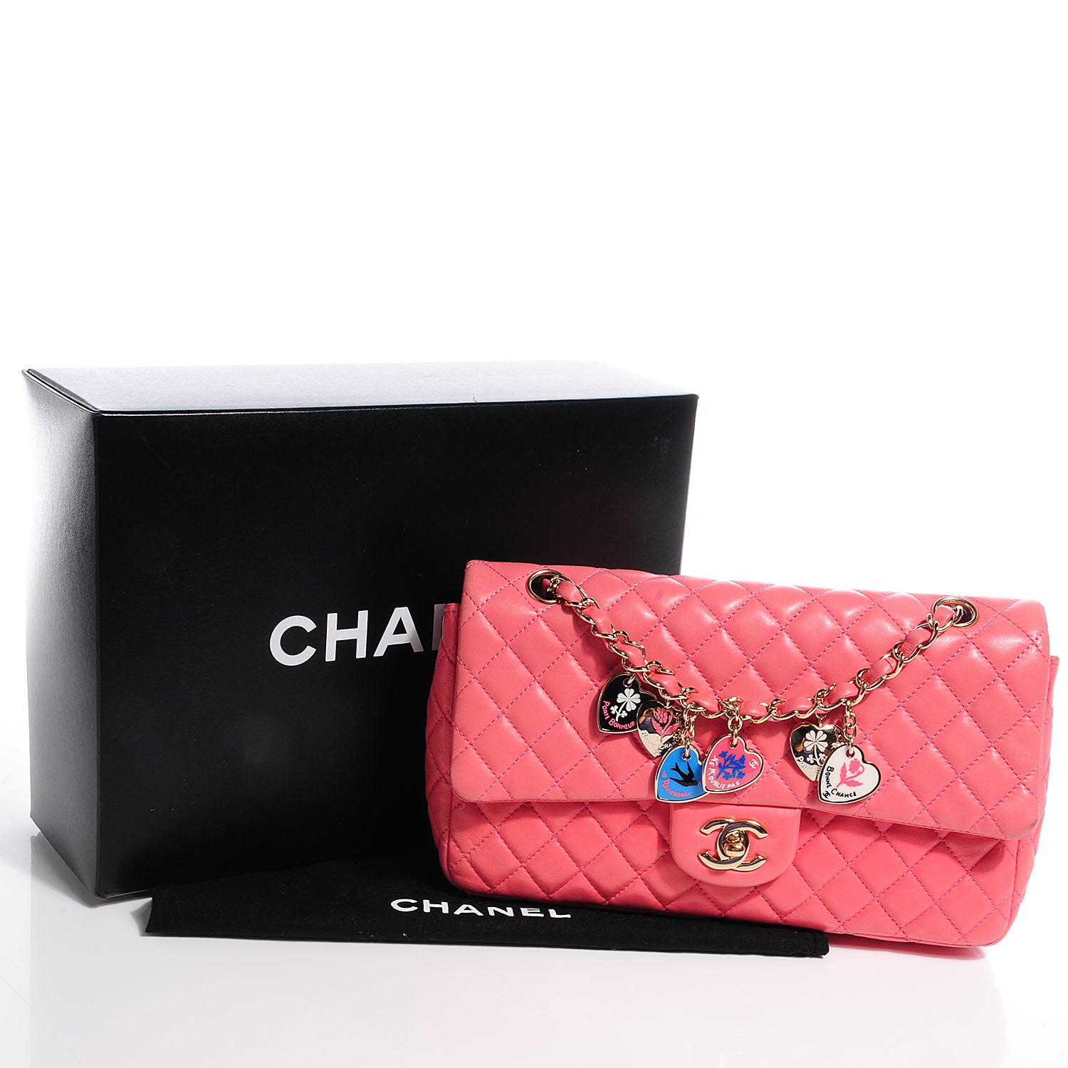 Chanel Lambskin Quilted Valentine Charms Medium Single Flap Pink 5 of 10