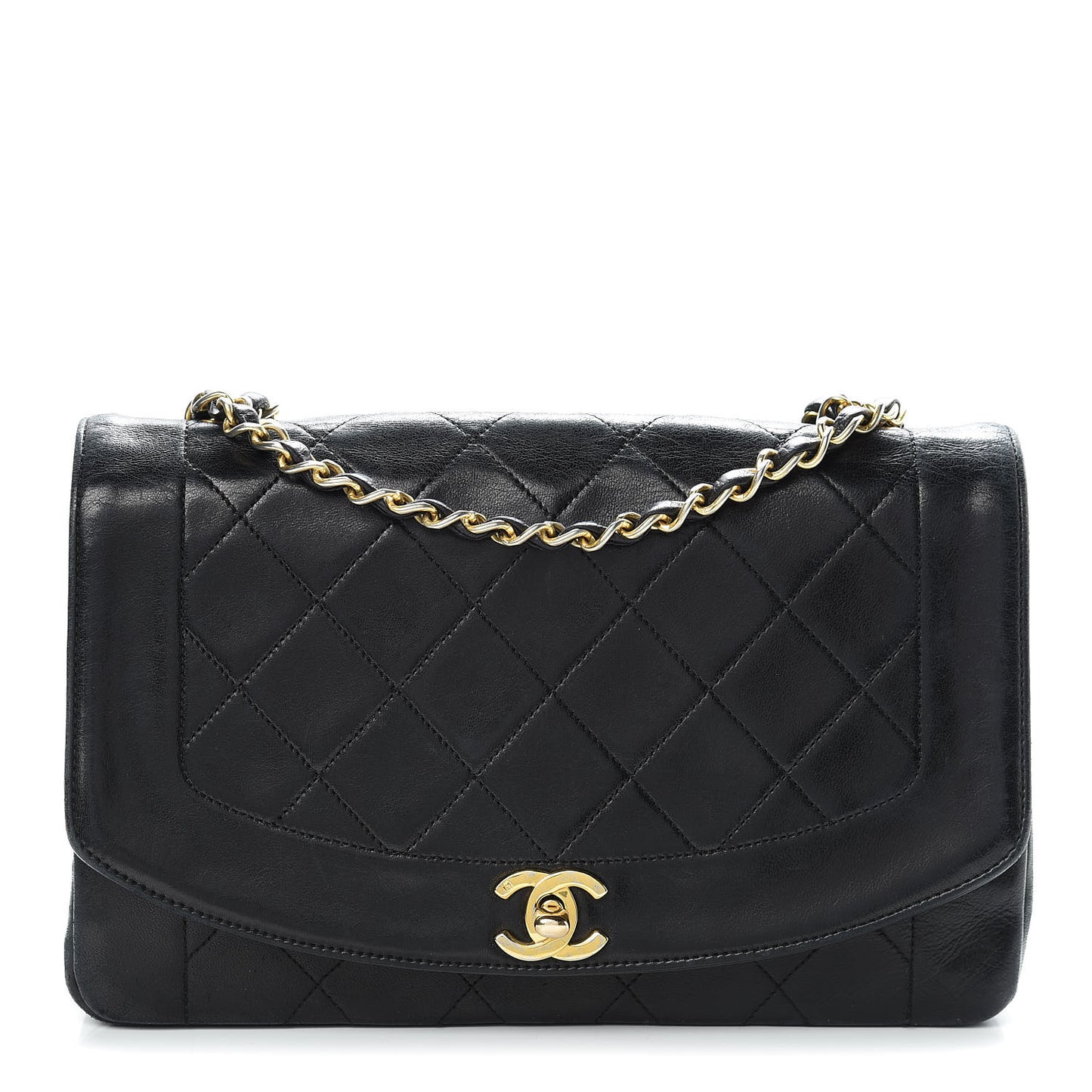 Lambskin Quilted Medium Single Flap Black