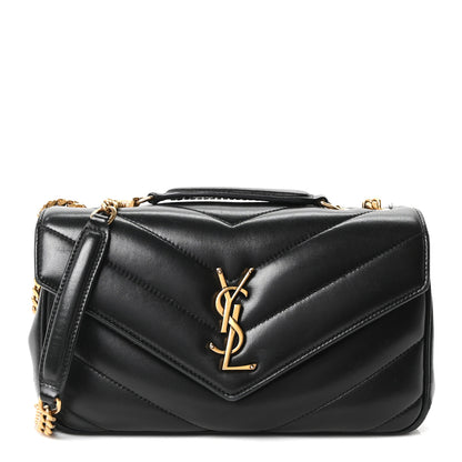Saint Laurent Lambskin Chevron Quilted Small Loulou Black 1 of 11