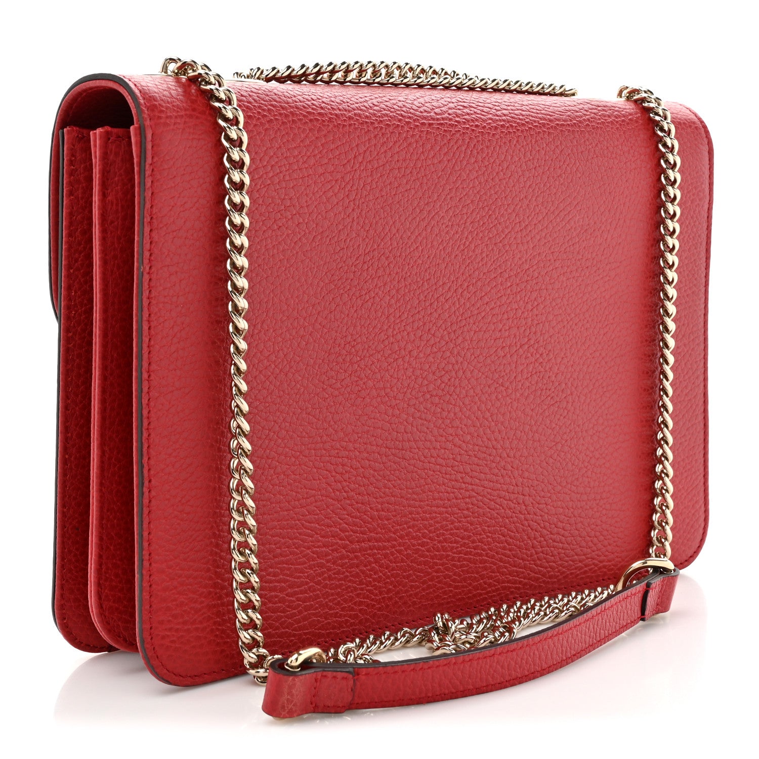 Gucci Dollar Calfskin Interlocking G Shoulder Bag Red 3 of 12
