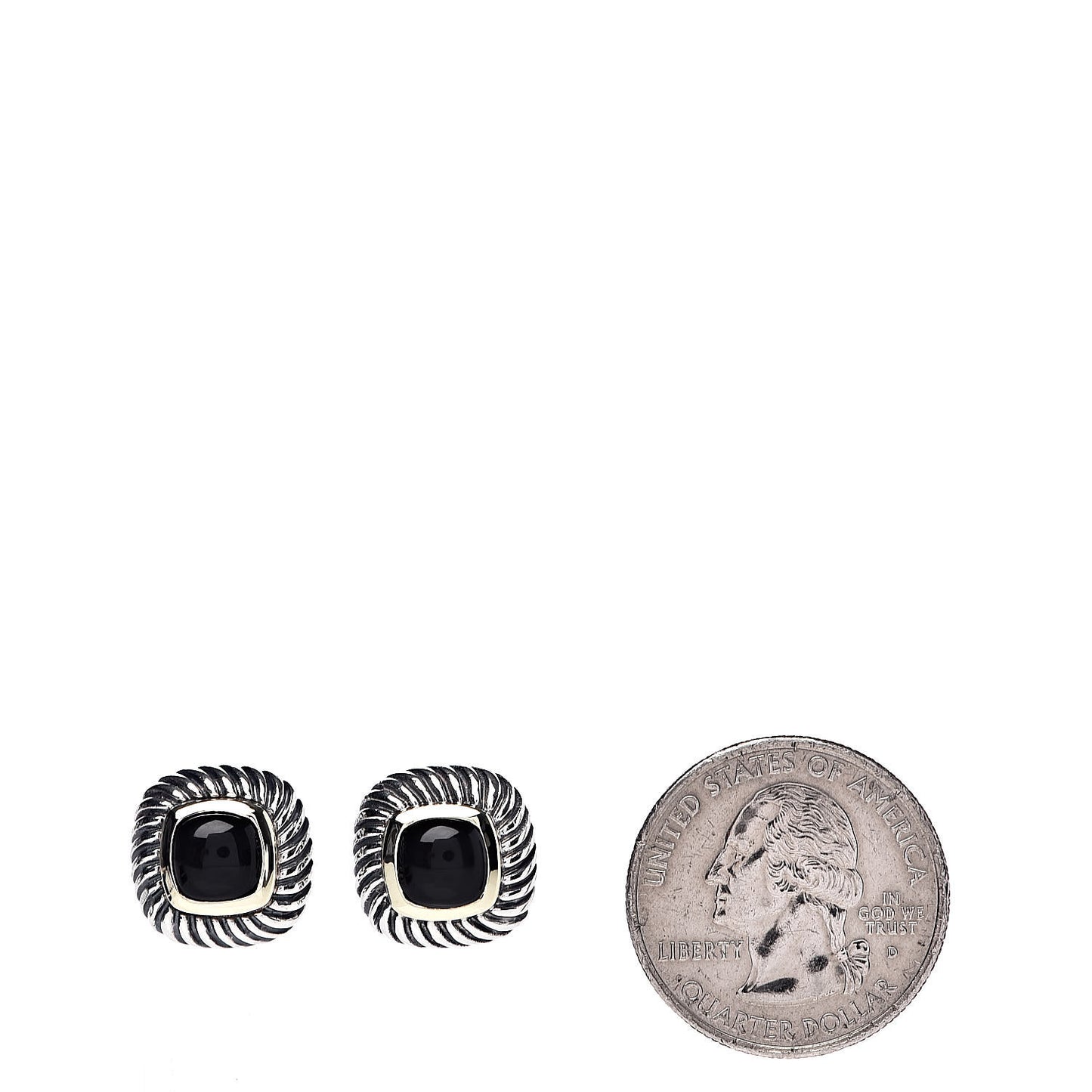 Sterling Silver 14K Yellow Gold Black Onyx 7mm Albion Earrings