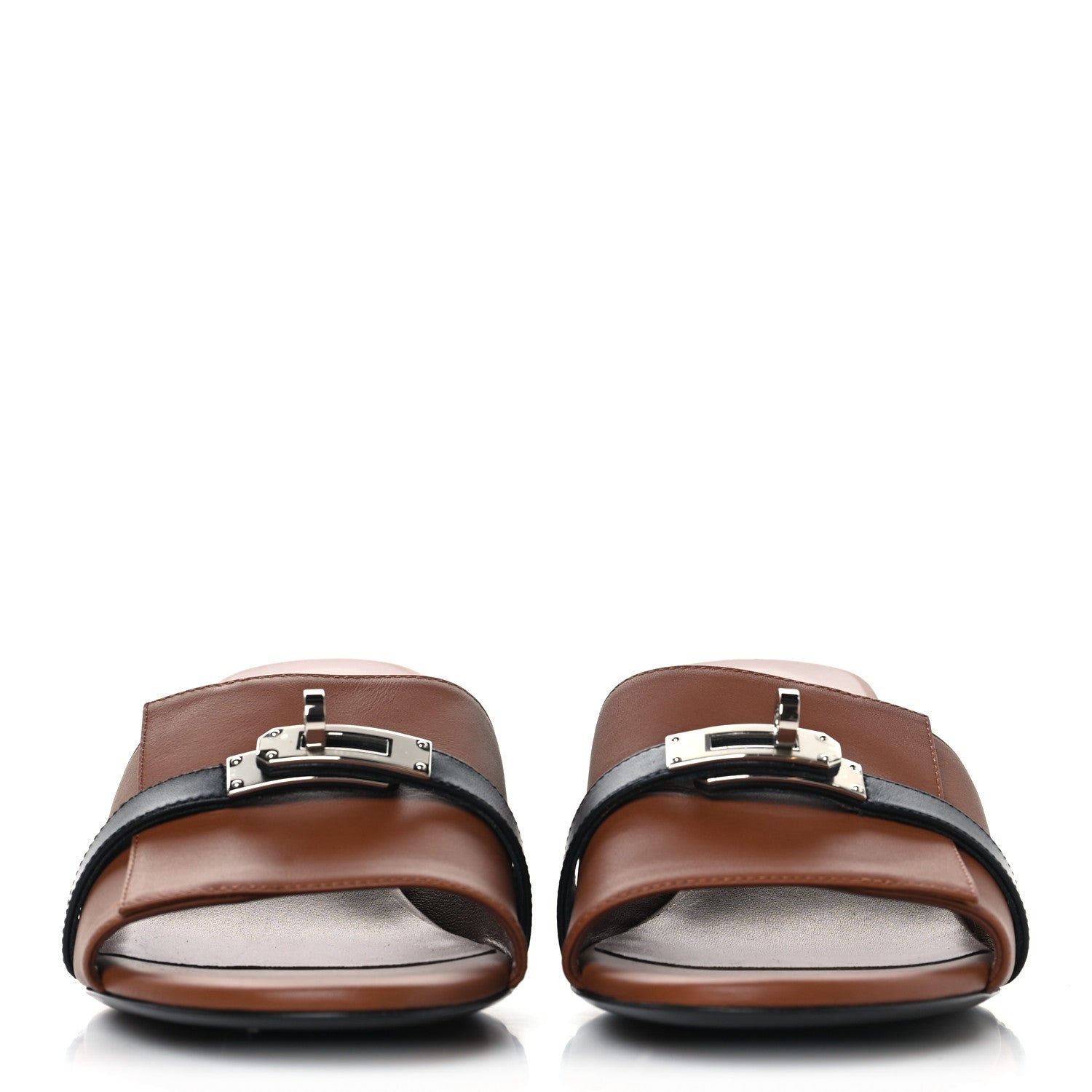 Hermes Calfskin Gigi 50 Sandals 40 Gold Black 3 of 9