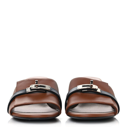 Hermes Calfskin Gigi 50 Sandals 40 Gold Black 3 of 9
