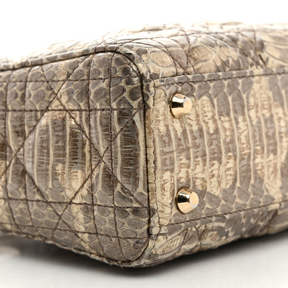 Christian Dior Metallic Snakeskin Cannage Mini Lady Dior Beige 9 of 10
