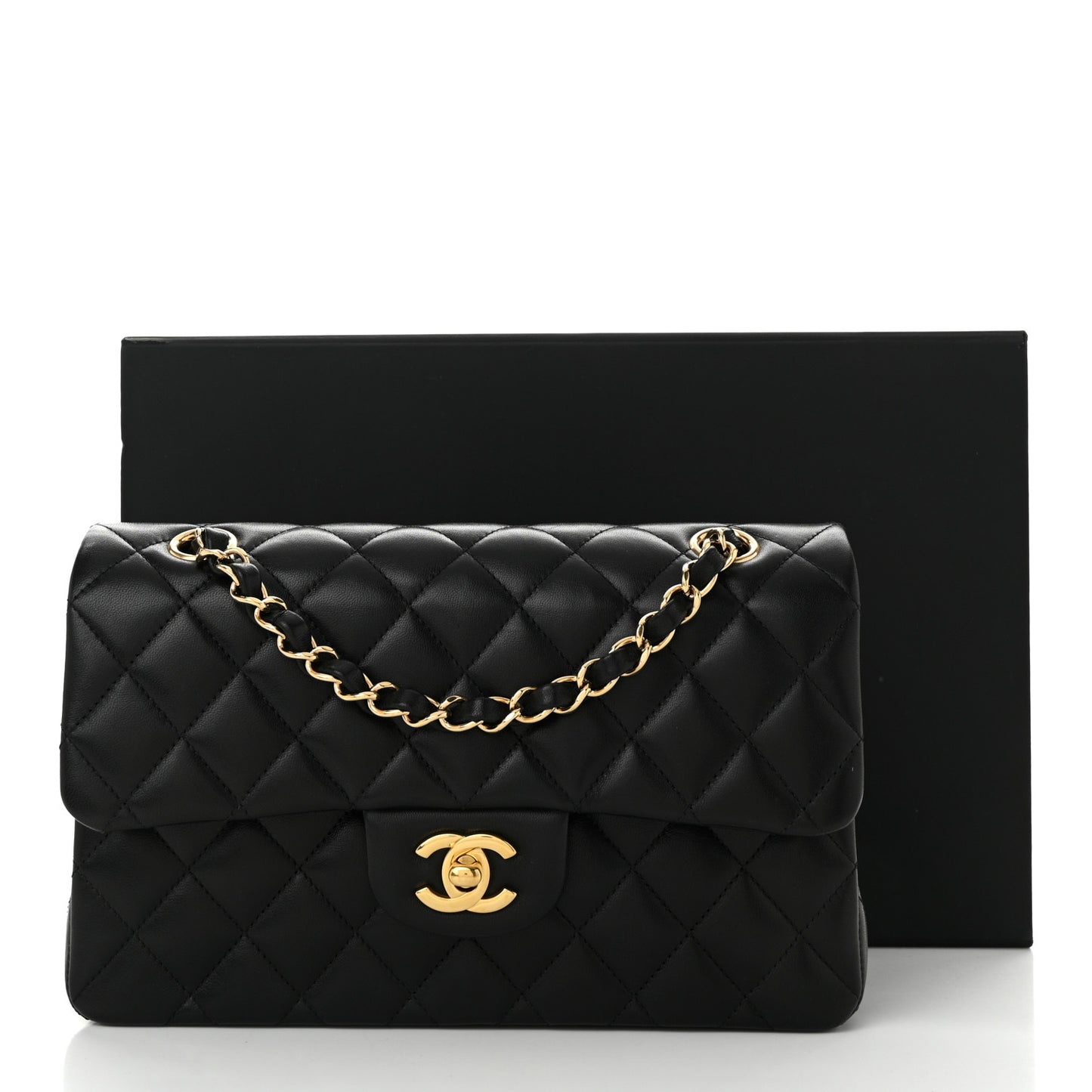 Lambskin Quilted Small Double Flap Black