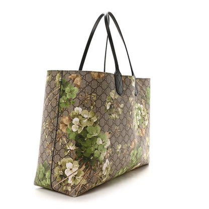 Gucci GG Supreme Monogram Blooms Large Reversible Tote Beige New Military Black 11 of 15