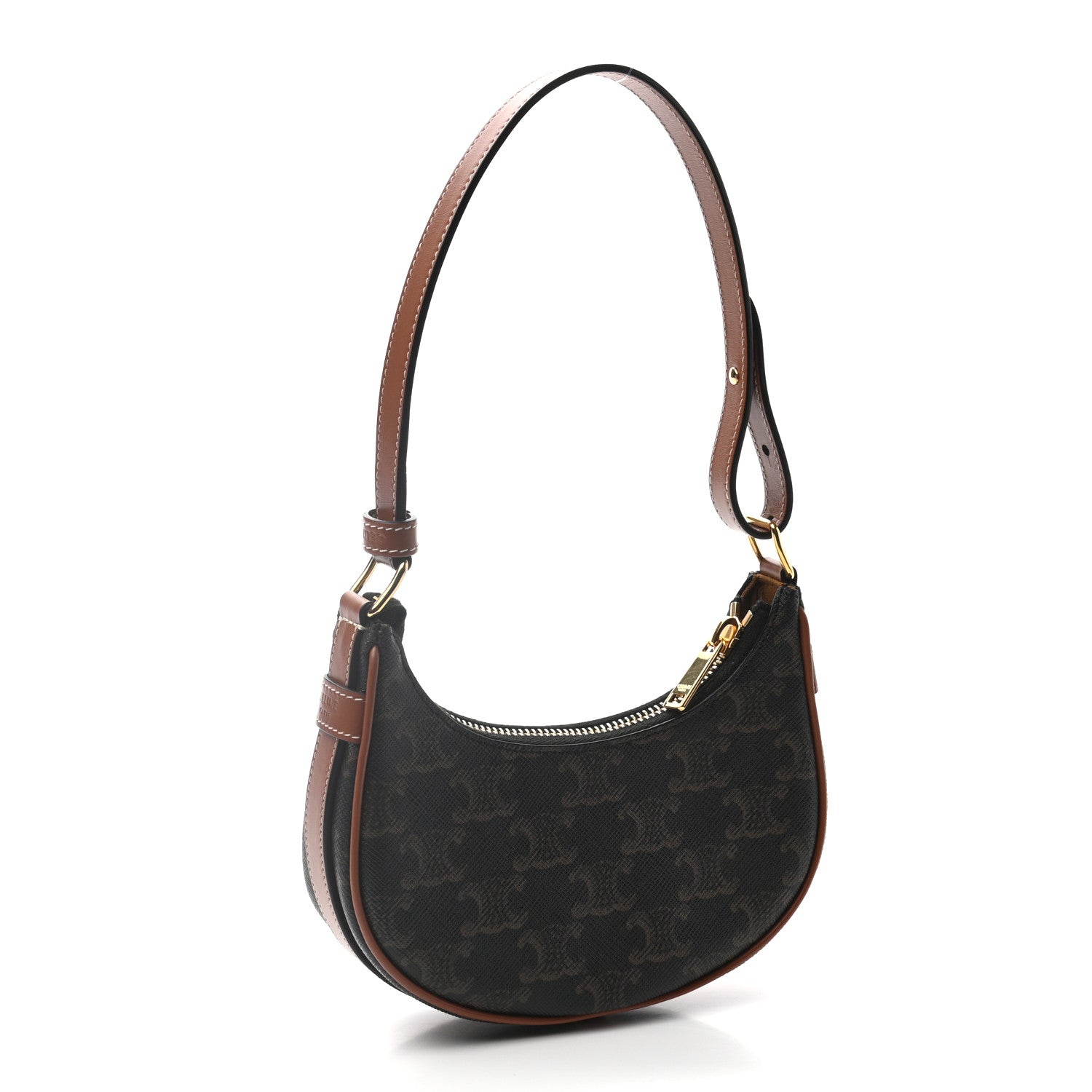 Celine Canvas Calfskin Mini Ava Triomphe Shoulder Bag Tan 3 of 7