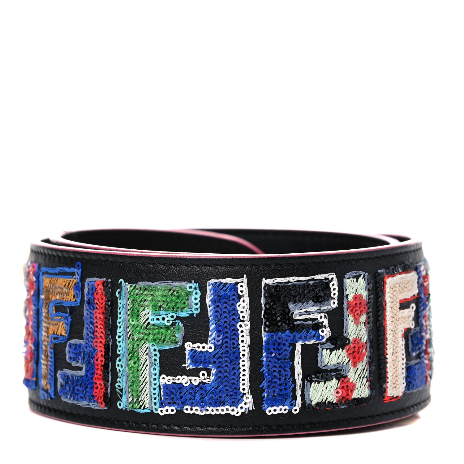 Fendi Calfskin Sequin Fun Fair Strap You Black Multicolor 2 of 6