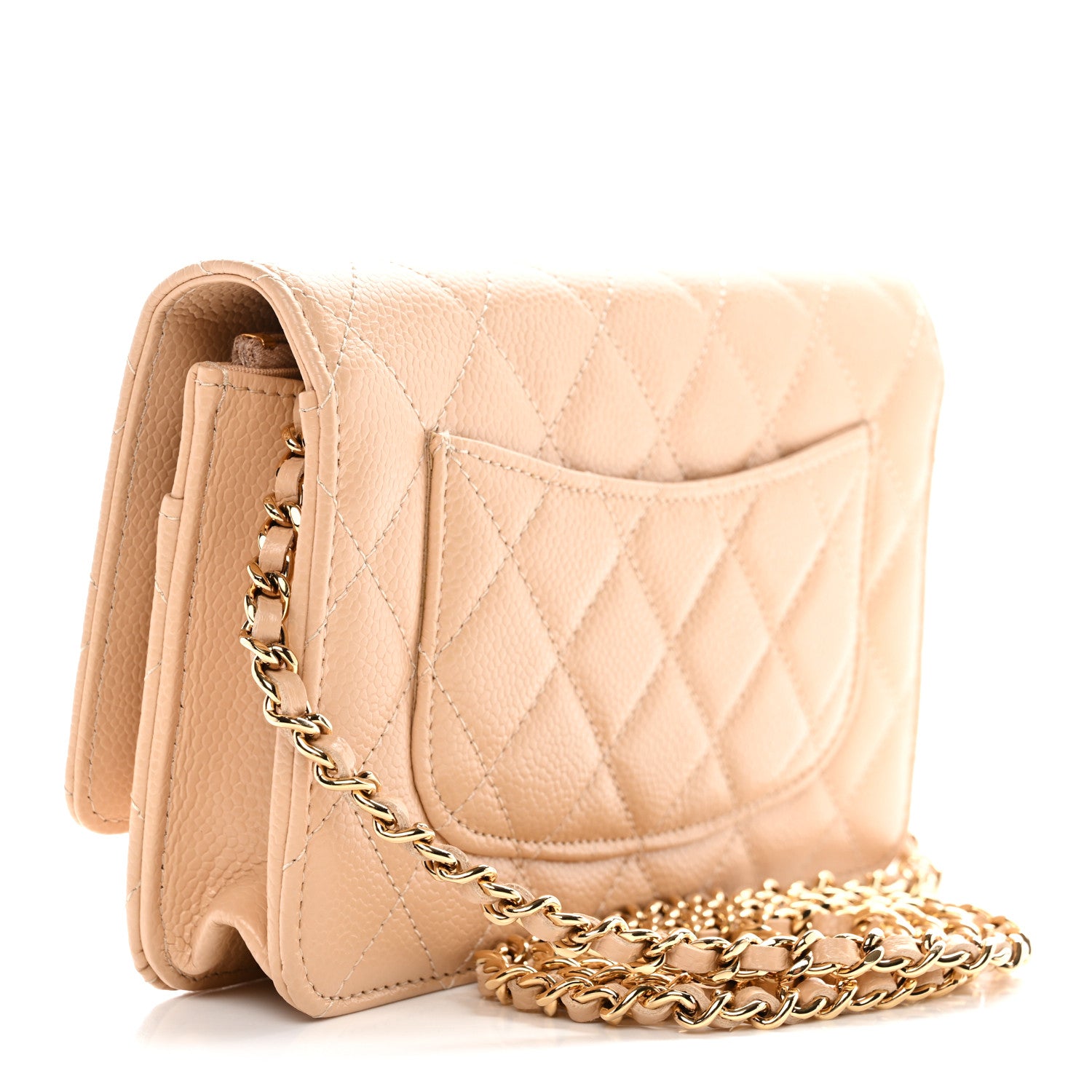 Chanel Caviar Quilted Wallet on Chain WOC Beige 3 of 12
