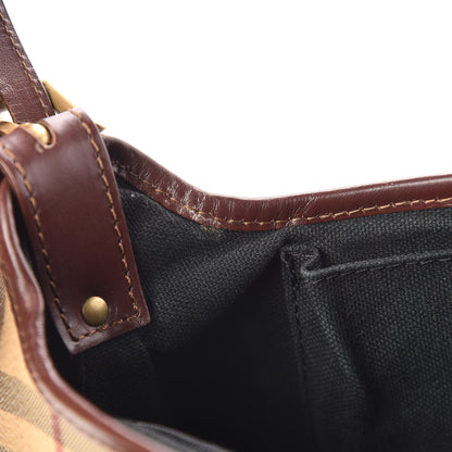 Burberry Haymarket Check Buckle Satchel Brown 9 of 11